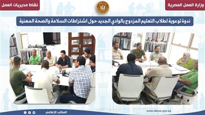 ندوة توعوية لطلاب التعليم المزدوج بالوادي الجديد حول السلامة والصحة المهنية 