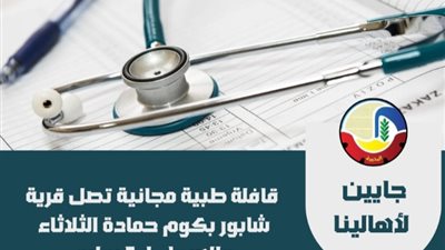 جايين لأهالينا.. قافلة طبية مجانية تصل قرية شابور بكوم حمادة غدًا الثلاثاء