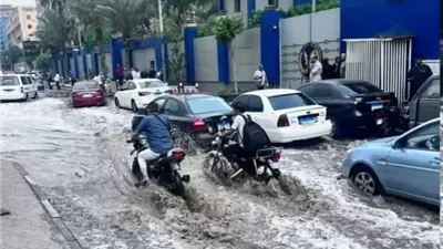 مدينة نصر تغرق بأمطار في 