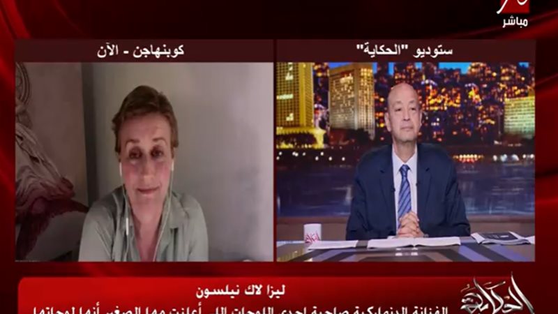 عمرو أديب والرسامة