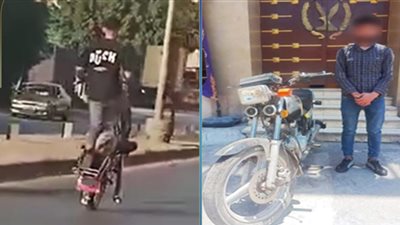 شاب يستعرض بدراجة نارية في شوارع طنطا.. والأمن يضبطه قبل الكارثة
