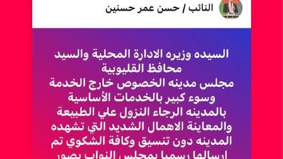 نائب الخصوص يطلق صرخة استغاثة ويطالب بحل مشكلات المدينة المتراكمة