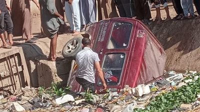 نجاة سائق سيارة سوزوكي بعد سقوطها بترعة في المنوفية