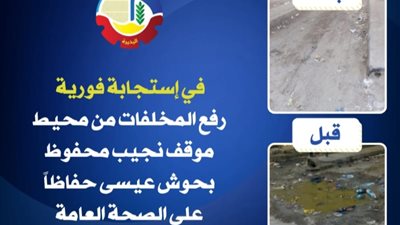 رفع المخلفات من محيط موقف نجيب محفوظ بحوش عيسى لضمان توفير بيئة نظيفة وآمنة