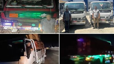 تهور جماعي على طريق «بنها – المنصورة».. ضبط 3 سائقين نقل ساروا عكس الاتجاه