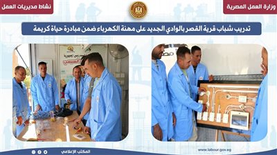 تدريب شباب قرية القصر بالوادي الجديد على مهنة الكهرباء ضمن مبادرة حياة كريمة