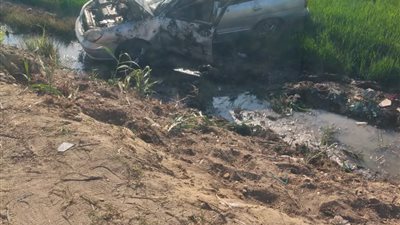 إصابة 3 اشخاص جراء وقوع حادث انقلاب سيارة بطريق سيدي غازي في الاراضي الزراعية