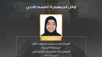هدى العاشرة على الثانوية الأزهرية: «حفظ القرآن سر تفوقي»