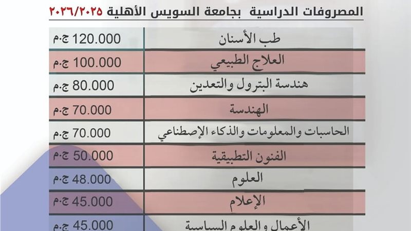 مصروفات جامعة السويس