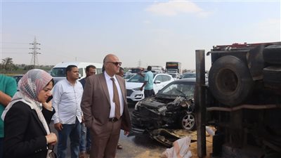 محافظ القليوبية يتدخل فوراً بعد حادث تصادم على طريق شبرا بنها الحر