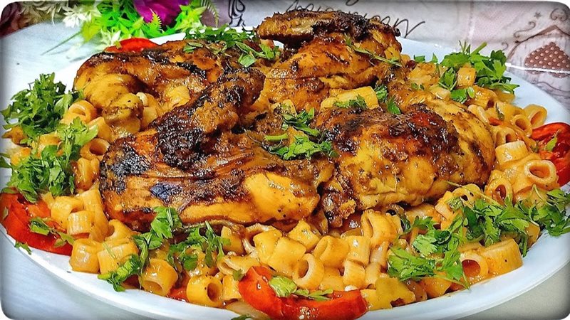 مكرونة بالفراخ المشوية