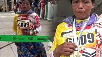 عداءة مكسيكية تصنع المستحيل.. فازت بماراثون عالمي بملابس تقليدية وصندل بسيط