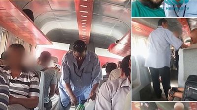 لفتة إنسانية.. مواطن صعيدي يوزّع زجاجات مياه باردة على ركاب قطار قنا | فيديو