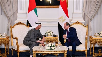 الرئيس السيسي يستقبل نظيره الإماراتي بمطار العلمين | صور