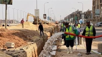 جهاز حدائق أكتوبر يعلن الانتهاء من مد خطوط المياه المغذية لمحور الشركات
