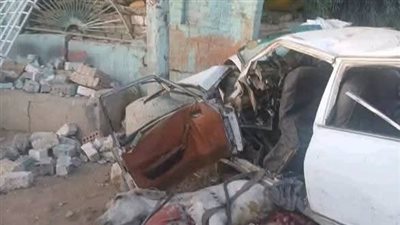 مصرع وإصابة 5 أشخاص بحادث تصادم سيارة بسور منزل أثناء تفادي حمار في أسيوط