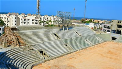 انهاء 100٪ من الهيكل الخرساني للمدرجات بمشروع استاد المصري الجديد