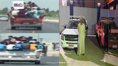 مغامرة خطيرة على الطرق بالشرقية.. ضبط سائقي سيارتين لنقل العمال داخل الصندوق