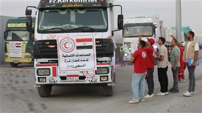 الهلال الأحمر المصري يدفع بأكثر من 122 ألف سلة غذائية عبر قافلة زاد العزة