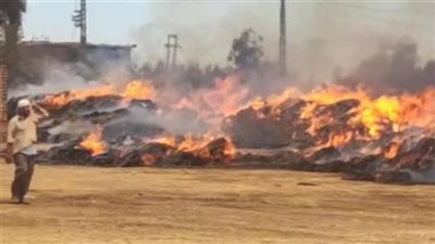 اندلاع حريق هائل في مصنع كتان بقرية شبرا ملس في الغربية