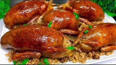 طريقة عمل الحمام المحشي بالفريك الصعيدي على أصوله 