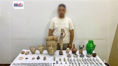 التفاصيل الكاملة للقبض على تاجر آثار بحوزته 577 قطعة أثرية بالمنيا