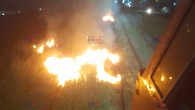 تصرف بطولي لقائد قطار ومساعده بعد اكتشاف حريق بجوار السكة في البدرشين| صور