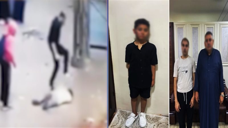الطفل ووالده وشقيقيه