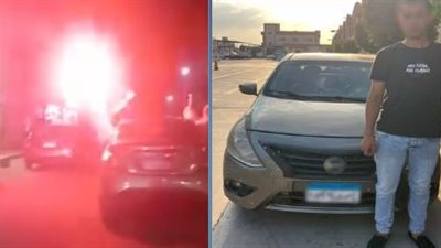 استعراض متهور في الغربية.. طالب بدون رخصة يشعل الألعاب النارية من نافذة سيارة