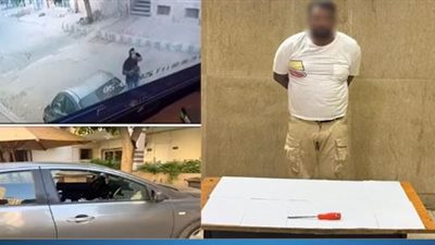 سرق الحقيبة وهرب في ثانية واحدة.. فيديو متداول يكشف لص السيارات بالقاهرة