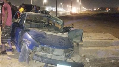 العربية دخلت بعمود إنارة.. إصابة 5 أشخاص في تصام ملاكي بطريق الأدبية بالسويس