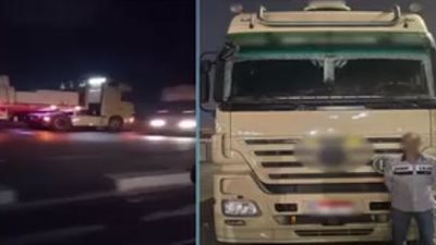 مشهد خطير وثقته الكاميرات.. ضبط سائق نقل ثقيل سار عكس الاتجاه ببورسعيد