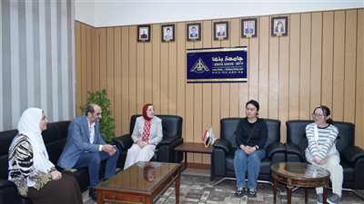 نائب رئيس جامعة بنها للدراسات العليا  تستقبل خبراء صينين للتدريس