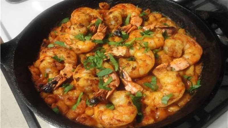 طاجن بامية بالجمبري