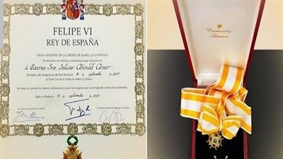 بعد أن أهدته ملكة إسبانيا لانتصار السيسي.. معلومات عن وسام إيزابيل لاكاتوليكا