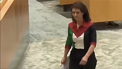 بعد ارتداءه النائبة الهولندية.. نساء ترتدين علم فلسطين في المحافل السياسية