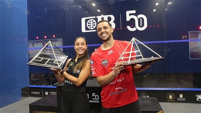 وزير الرياضة يهنئ هانيا وعسل بالتتويج ببطولة مصر المفتوحة للاسكواش 