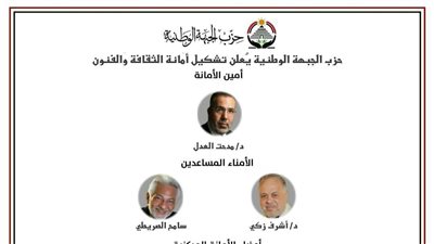 حزب الجبهة الوطنية يعلن تشكيل أمانة الثقافة والفنون برئاسة د. مدحت العدل
