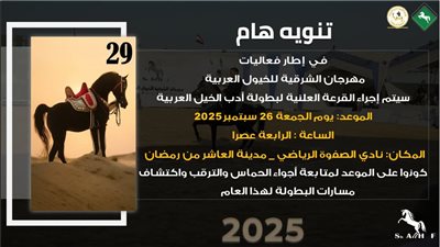 تنشيط السياحة بالشرقية: غداً إجراء القرعة العلنية لأدب الخيل 