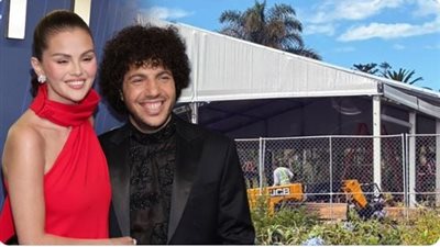 خيمات بيضاء.. تحضيرات مكثفة لحفل زفاف سيلينا جوميز وبيني بلانكو 