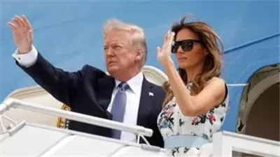 لحظة مغادرة ترامب وزوجته إلى فيرجينيا للاحتفال بذكرى تأسيس سلاح البحرية 