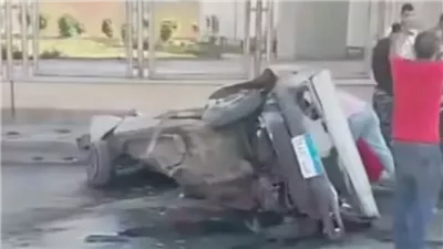 سقوط سيارة أعلي كوبري تحيا مصر بشبرا وإصابة السائق