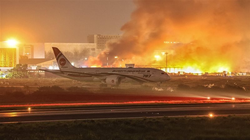 حريق في مطار بنجلاديش