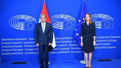 في إطار زيارته لبروكسل.. الرئيس السيسي يجتمع برئيسة البرلمان الأوروبي