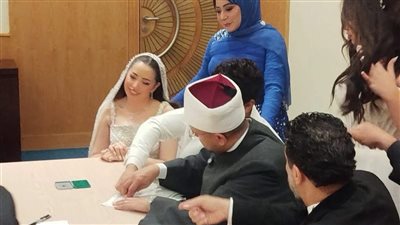 «صاحبة الصون والعفاف».. عقد قرآن أحمد جمال وفرح الموجي |صور 