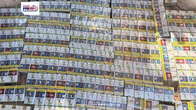 الفيوم: ضبط 1000 علبة سجائر مجهولة المصدر وشعلات إغاثة سفن محظور نقلها