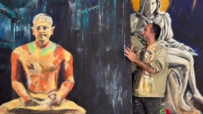 مع افتتاح المتحف  شاب مصري يبدع في رسم لوحات للتماثيل المصرية القديمة