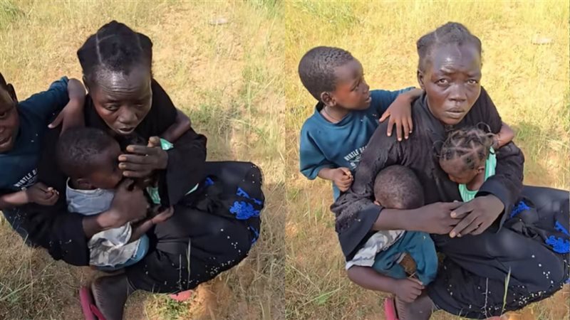 أم سودانية تحمي أطفالها