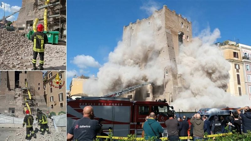 انهيار جزء من برج