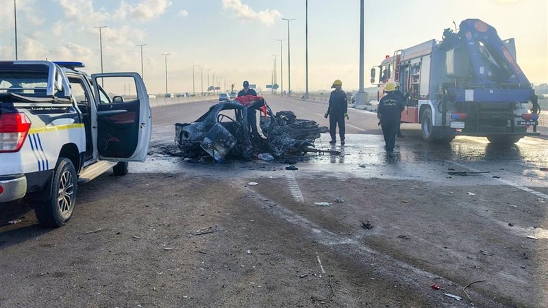 حادث احتراق سيارة